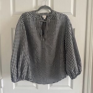a new day Black and White Gingham Blouse